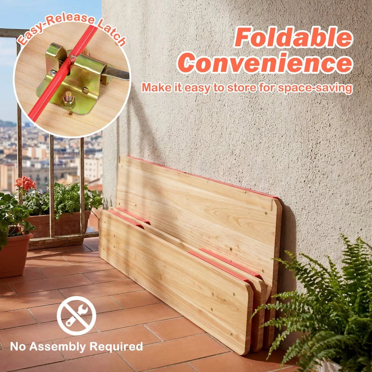 43.5 Inch Folding Kids Picnic Table & Bench Set No Assembly Wooden Toddler Table by DirectDeals
