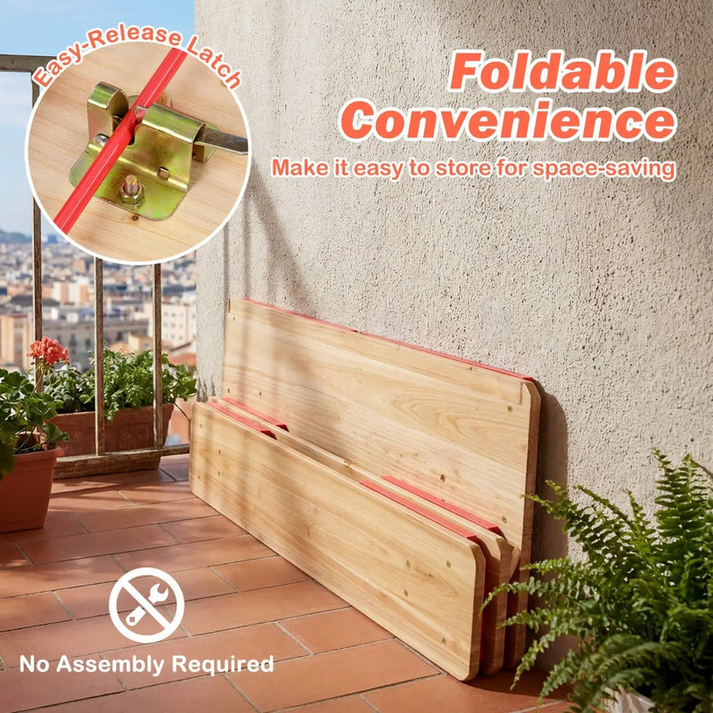 43.5 Inch Folding Kids Picnic Table & Bench Set No Assembly Wooden Toddler Table by DirectDeals