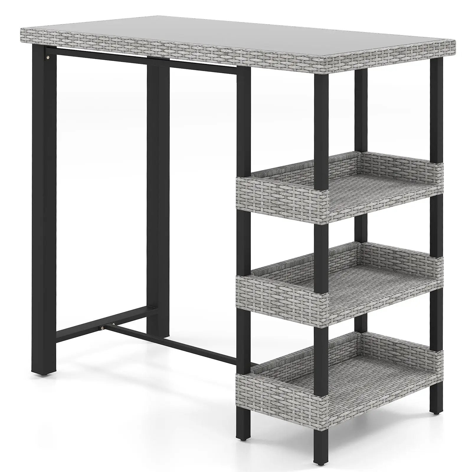 43.5 Inch Outdoor Bar Table with Tempered Glass Top by DirectDeals