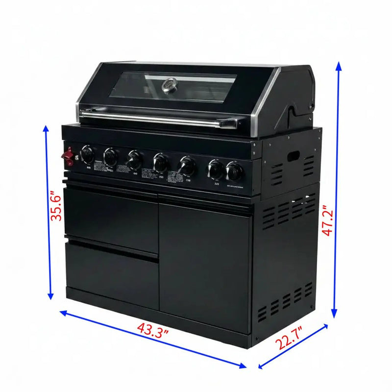 43" Black Six Burners Outdoor Kitchen Island Grill by Chery Industrial