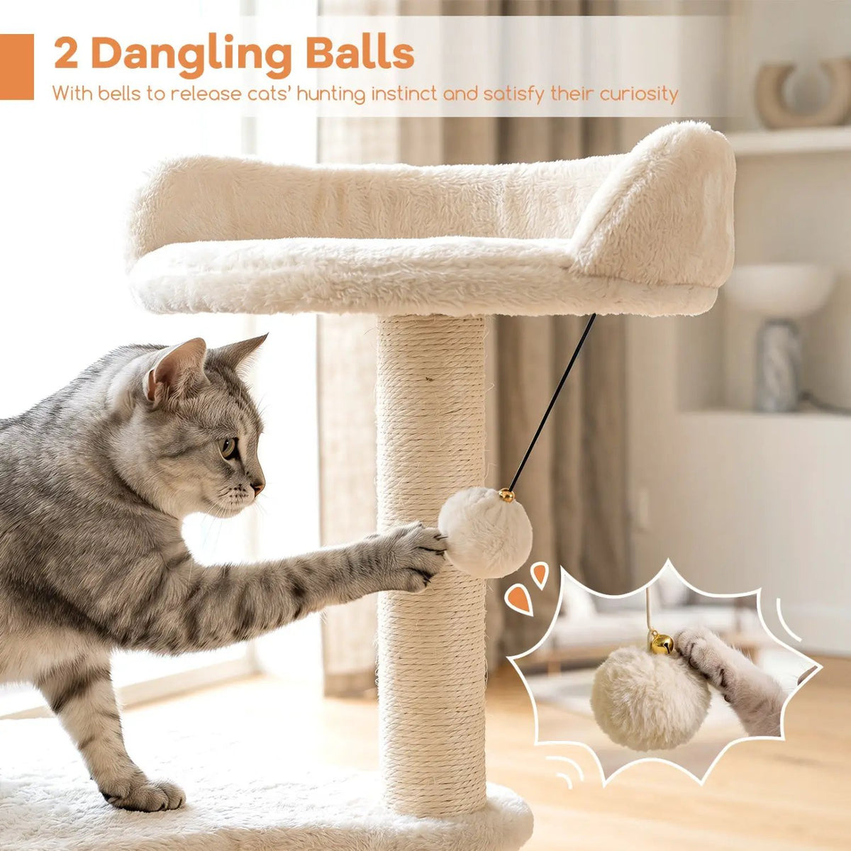 Cat Tree 43" with Condo, Perches & Scratching Posts by DirectDeals