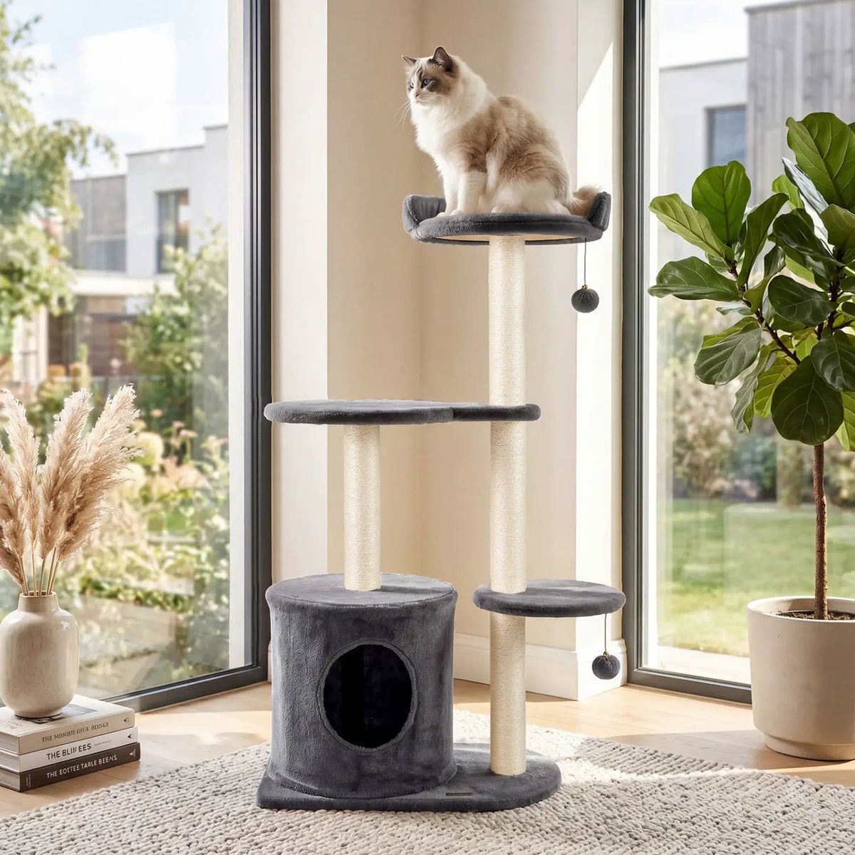 Cat Tree 43" with Condo, Perches & Scratching Posts by DirectDeals