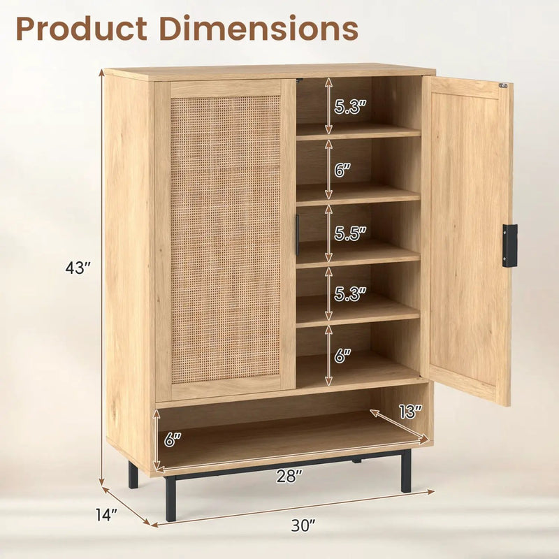 6-Tier Tall Shoe Cabinet with Double Doors - 43 Inch by DirectDeals