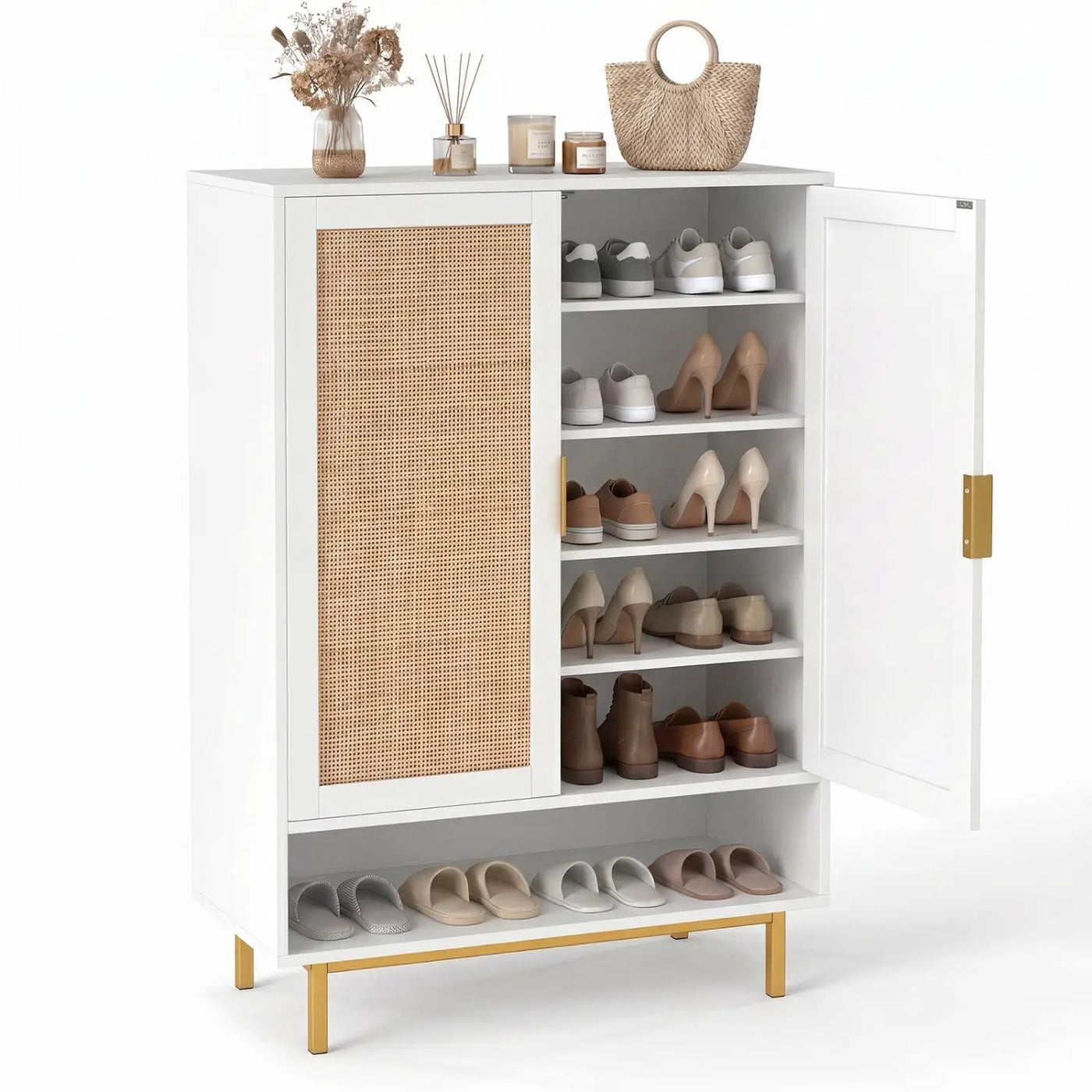 6-Tier Tall Shoe Cabinet with Double Doors - 43 Inch by DirectDeals
