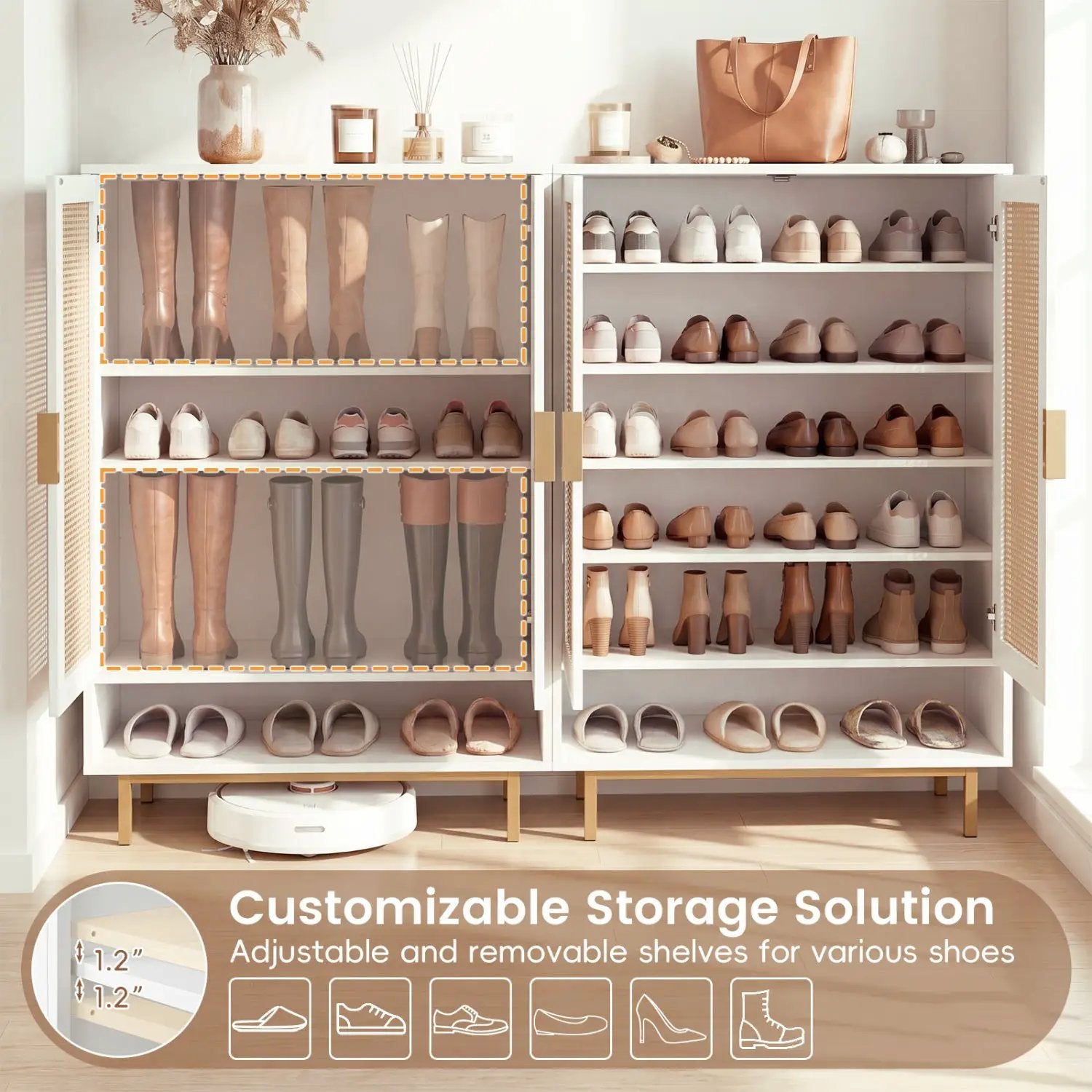6-Tier Tall Shoe Cabinet with Double Doors - 43 Inch by DirectDeals