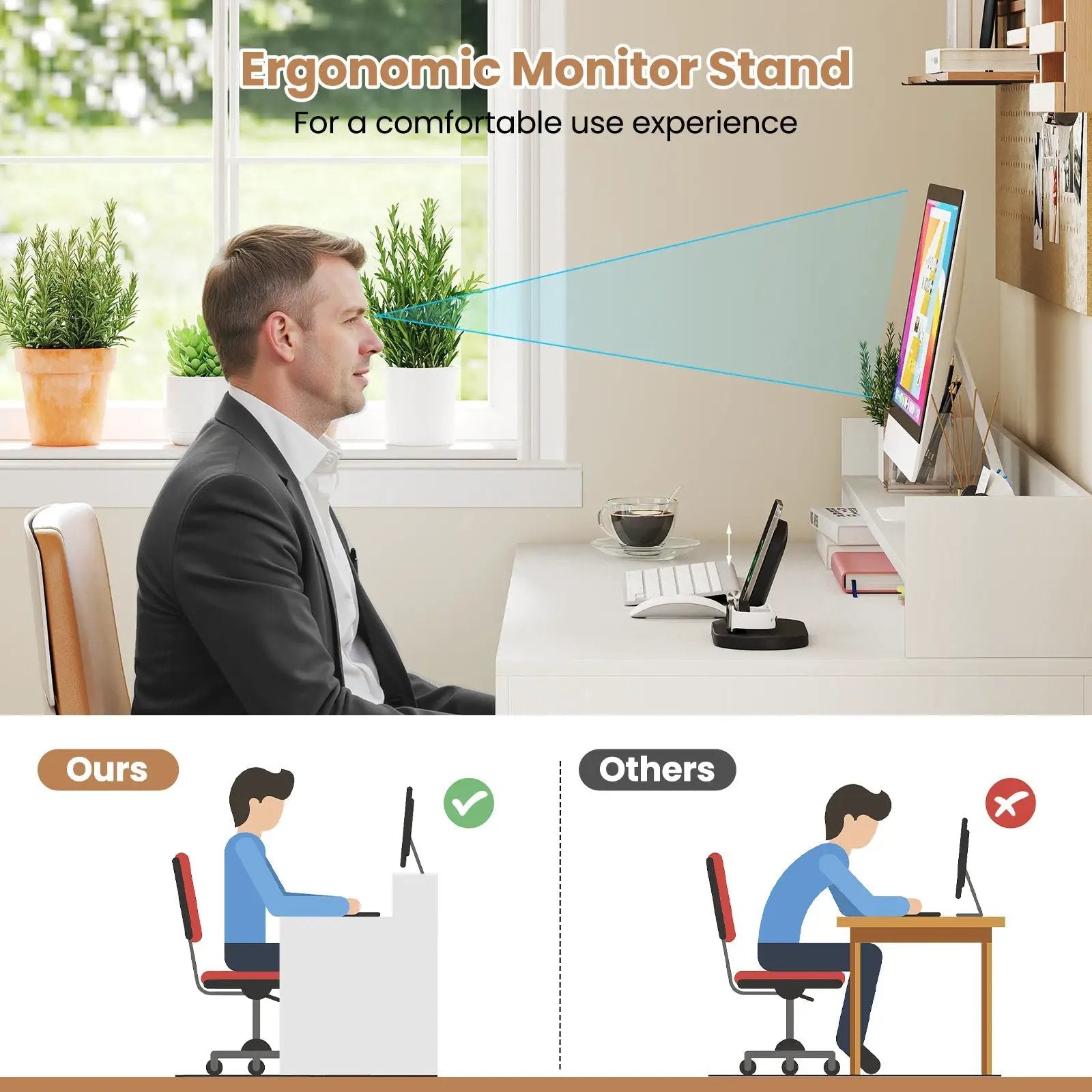 43 Inch Computer Desk with Power Outlets and 2 Bookcases-White by DirectDeals