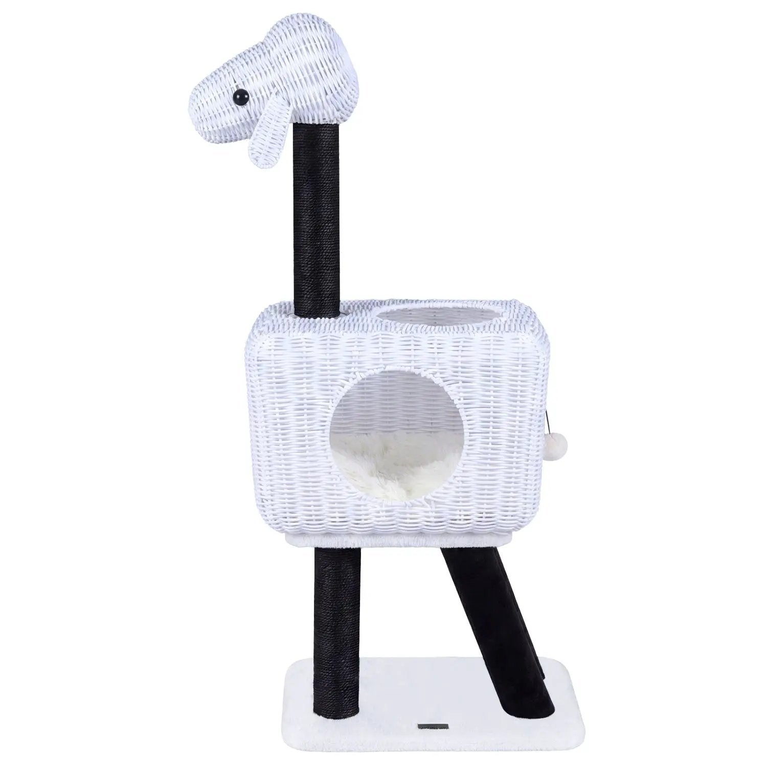 43-Inch Lamb-Shaped Cat Tower with 2-Door Rattan Condo for Indoor Kittens by DirectDeals