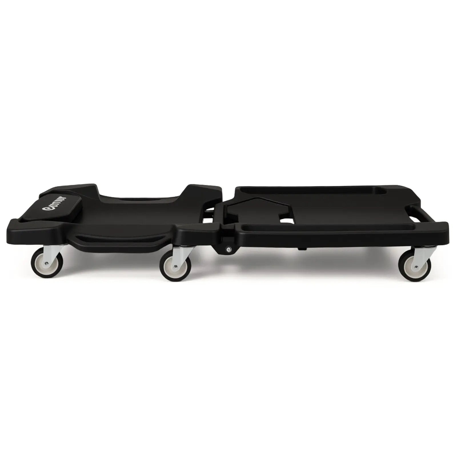 43 Inches Foldable Mechanic Creeper with Padded Headrest and Tool Trays-Black by DirectDeals