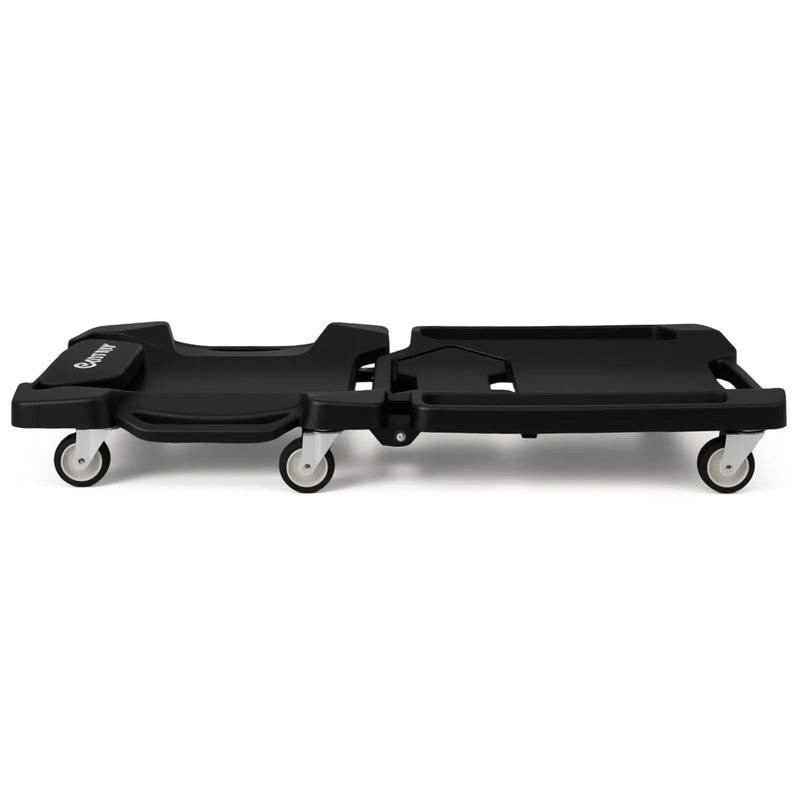 43 Inches Foldable Mechanic Creeper with Padded Headrest and Tool Trays-Black by DirectDeals