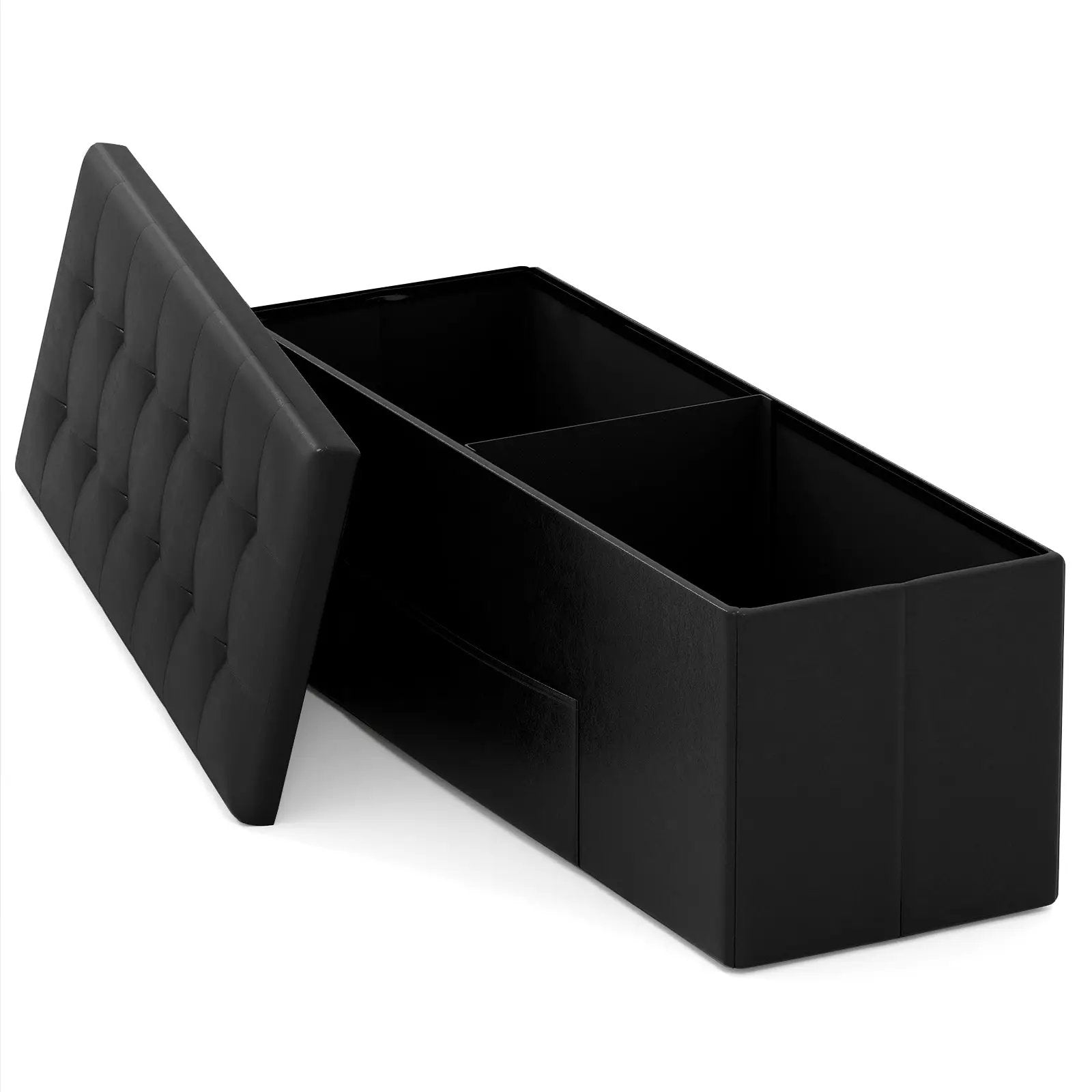 43 Inches Folding Storage Ottoman Bench Foot Rest Stool End of Bed Bench by DirectDeals