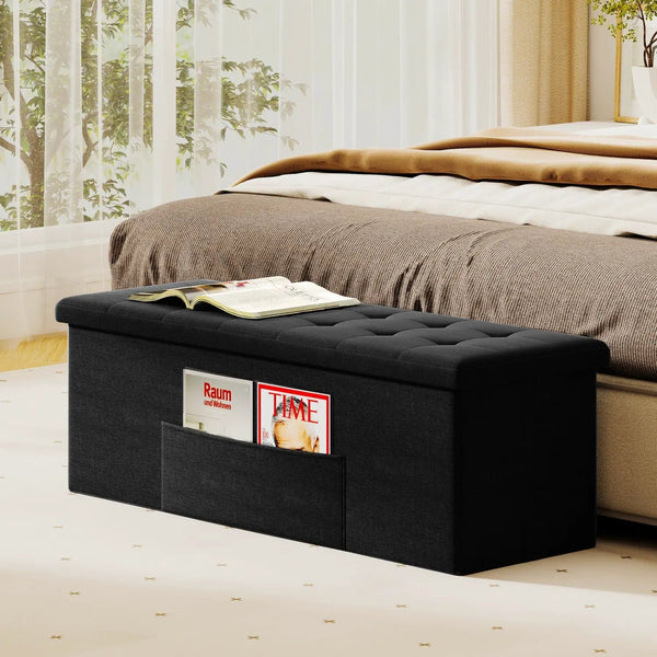43" Folding Storage Ottoman Bench with Padded Seat, photo 2 of 8