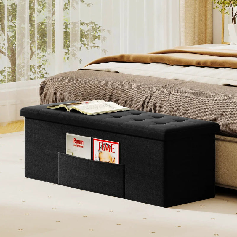 43" Folding Storage Ottoman Bench with Padded Seat by DirectDeals