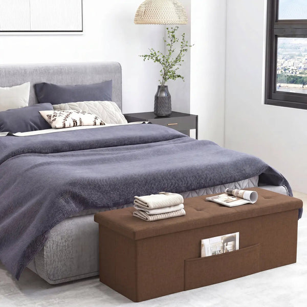 43-Inch Folding Storage Ottoman Bench with Padded Seat, photo 2 of 7