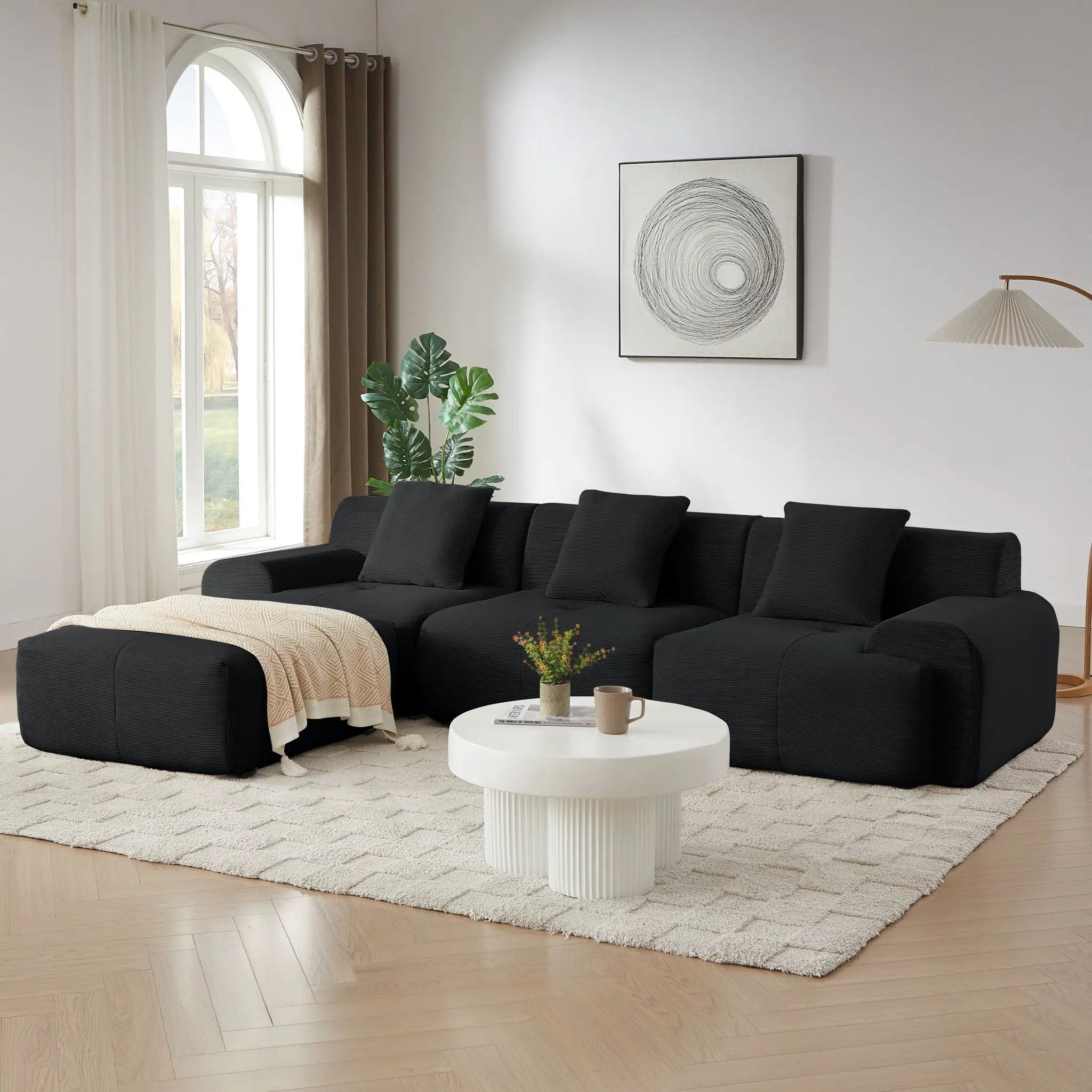 L Shaped Modular Sectional Sofa And Movable Ottoman by HouseOfZazla