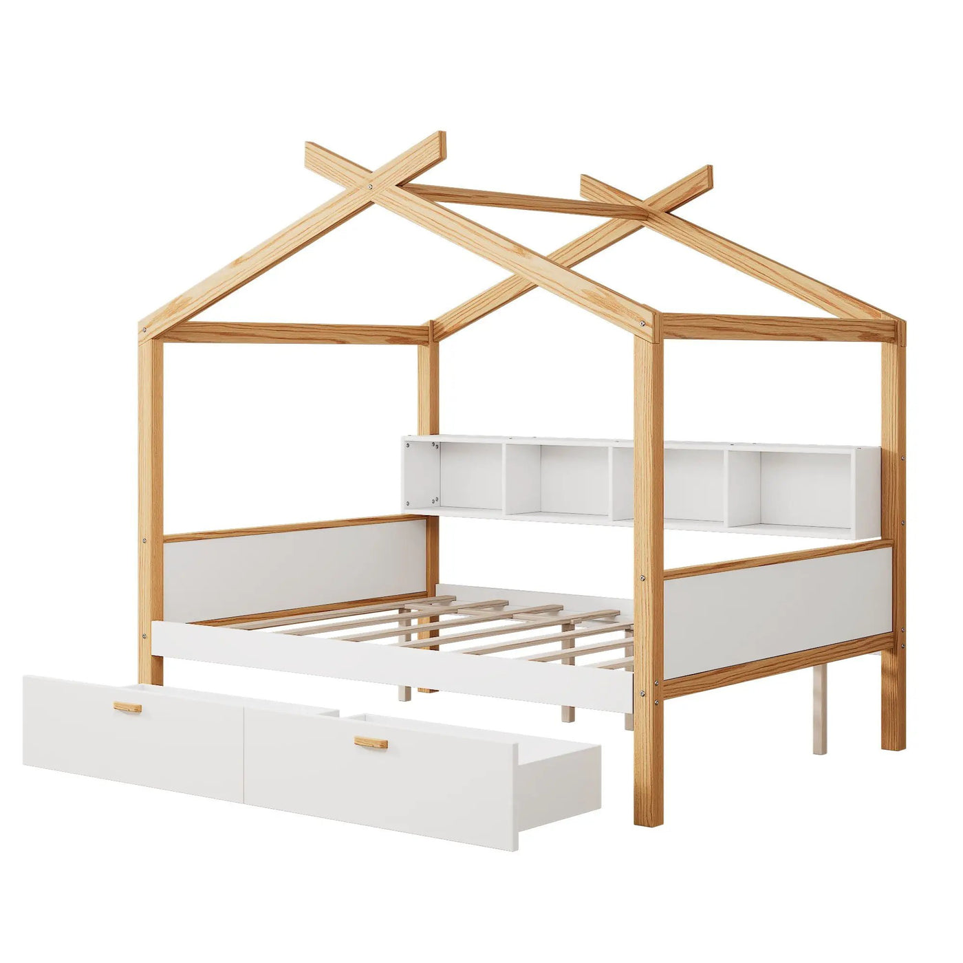 House Bed With Bookshelf Storage by HouseOfZazla