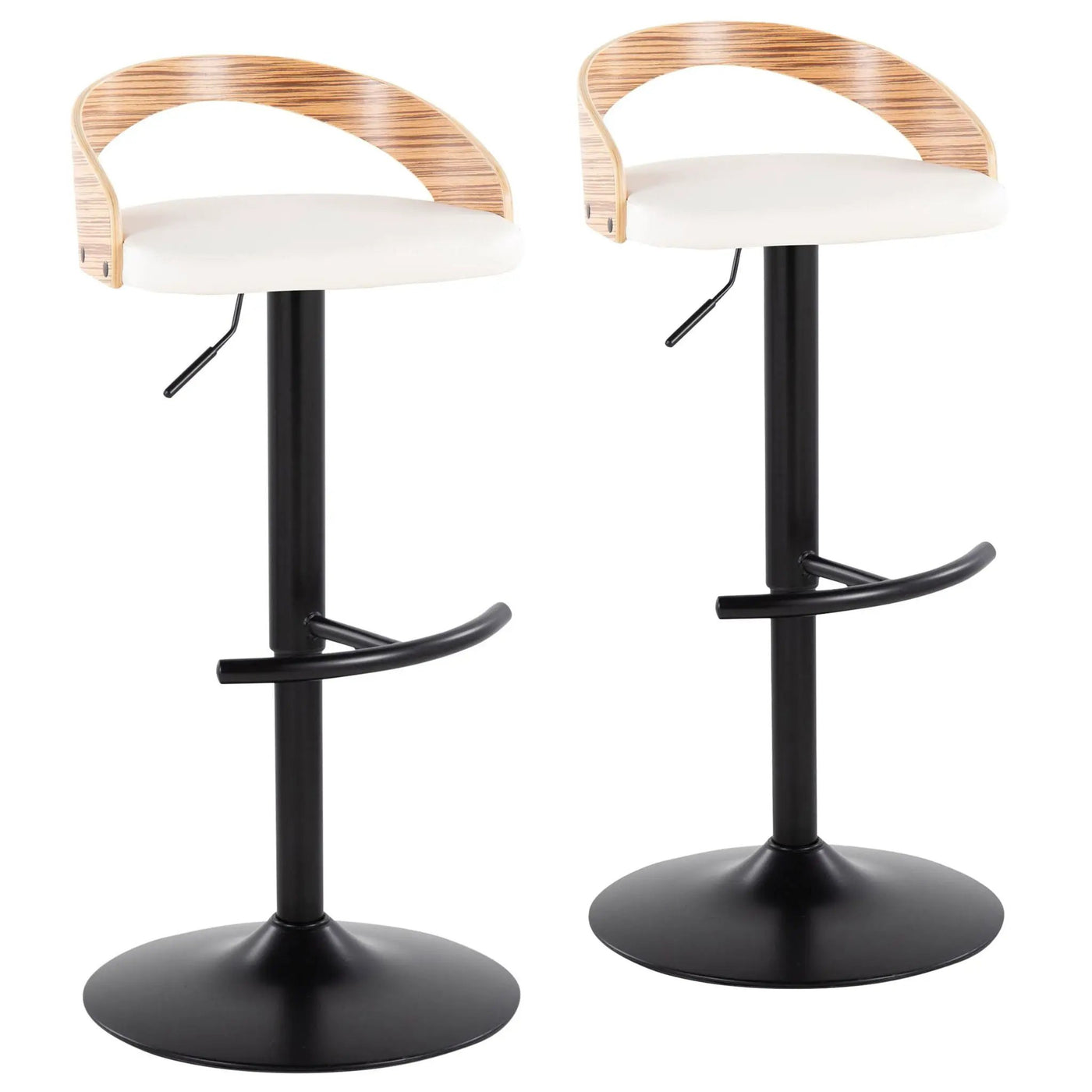 Grotto - Contemporary Adjustable Barstool With Swivel With Rounded T Footrest Elegant Design (Set of 2) by HouseOfZazla