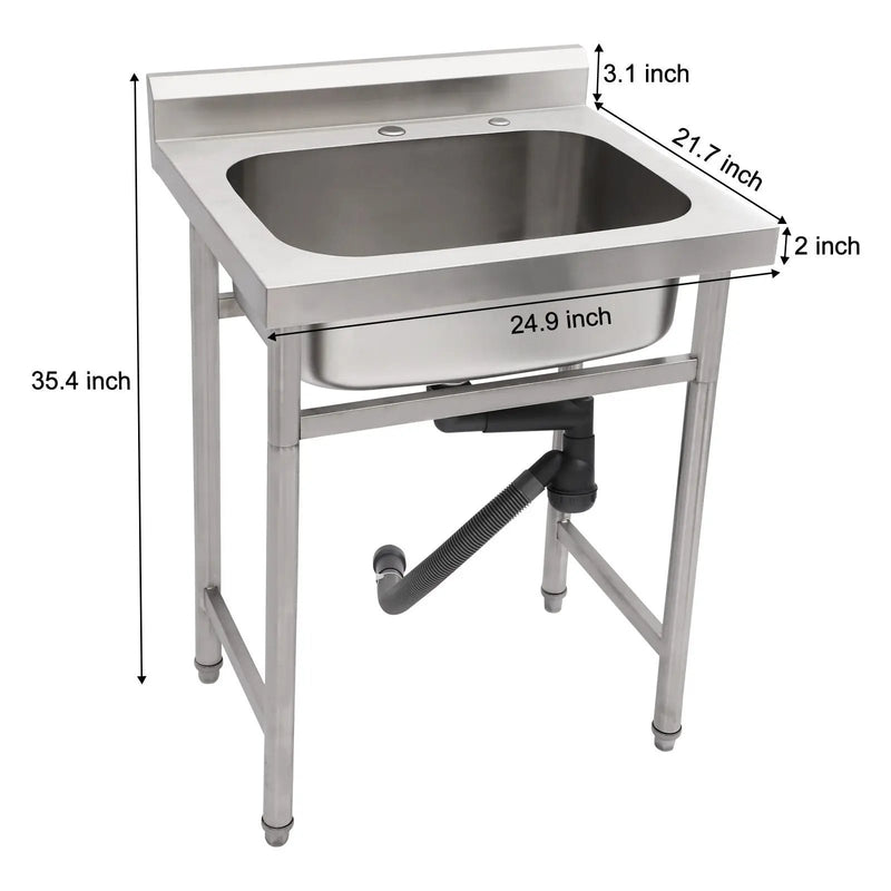 Single Bowl Utility Sink, Freestanding Commercial Kitchen Sink For Laundry Room - Brushed Nickel by HouseOfZazla