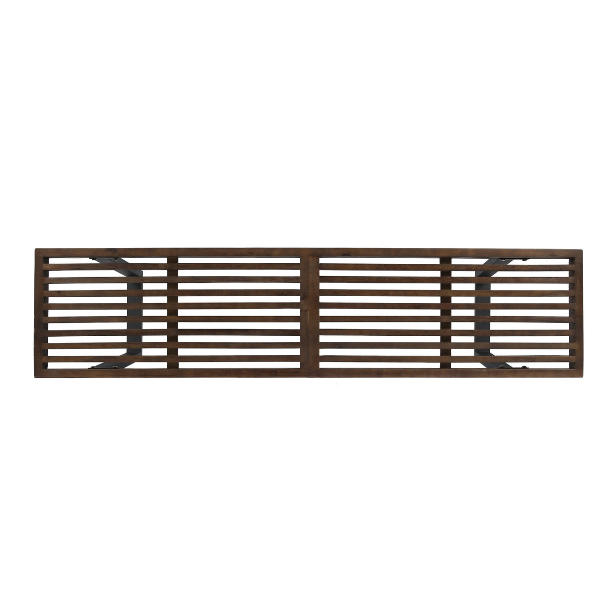Modern Acacia Wood Patio Dining Bench with Iron Legs - Natural Wood/Iron, photo 7 of 9