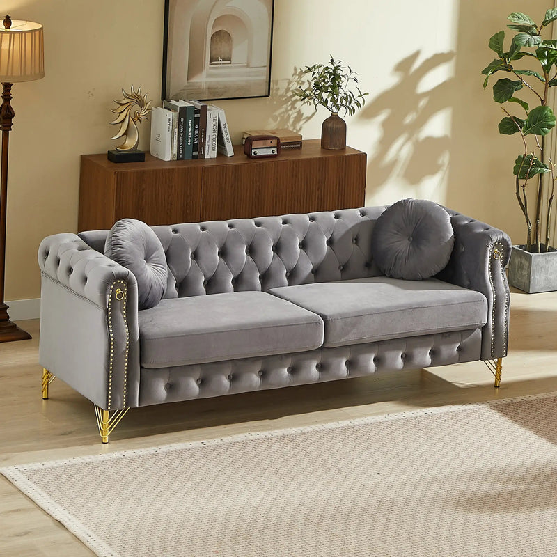 82-Inch Velvet Chesterfield Sofa by HouseOfZazla