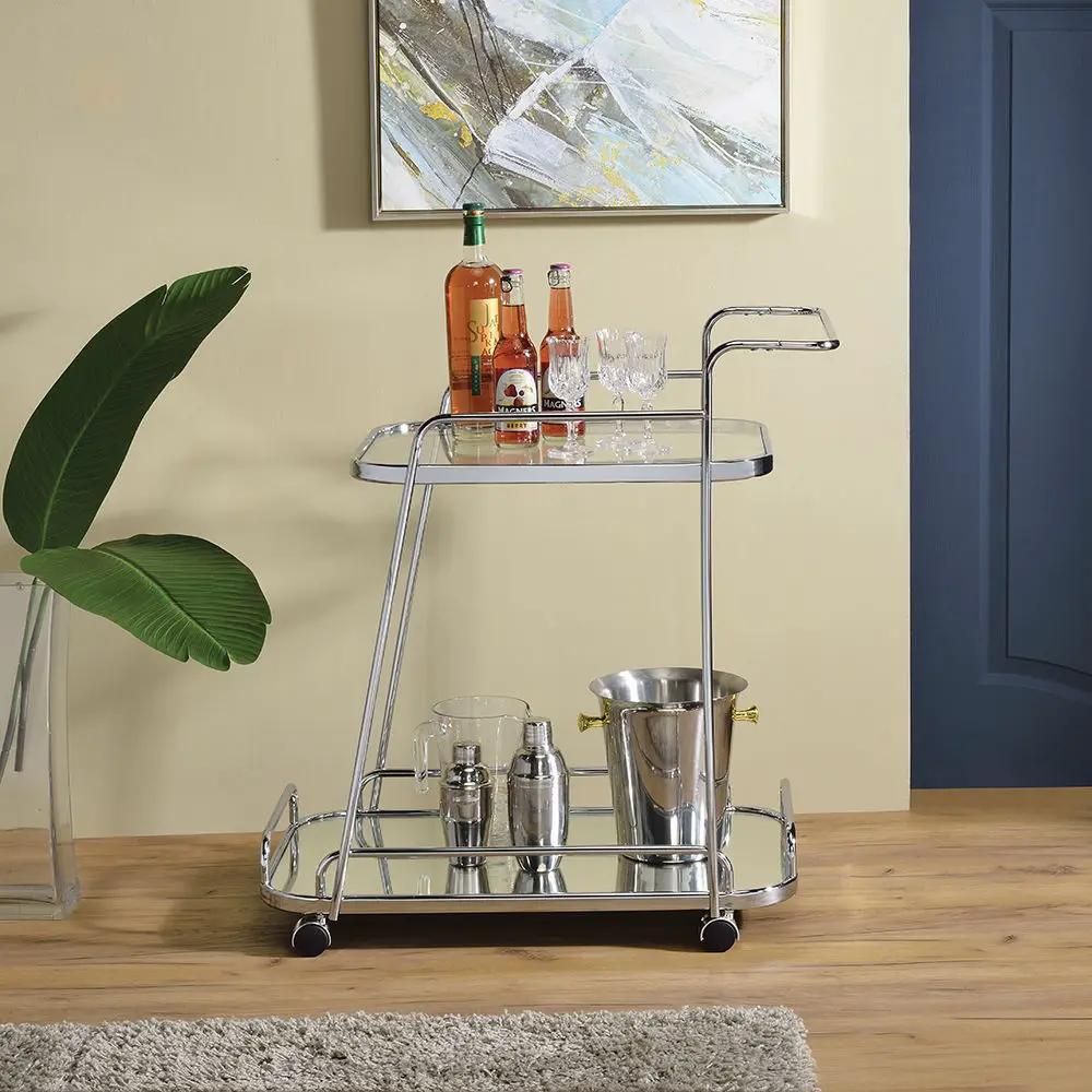 Aegis - Serving Cart - Clear Glass & Chrome by Unique Piece Furniture