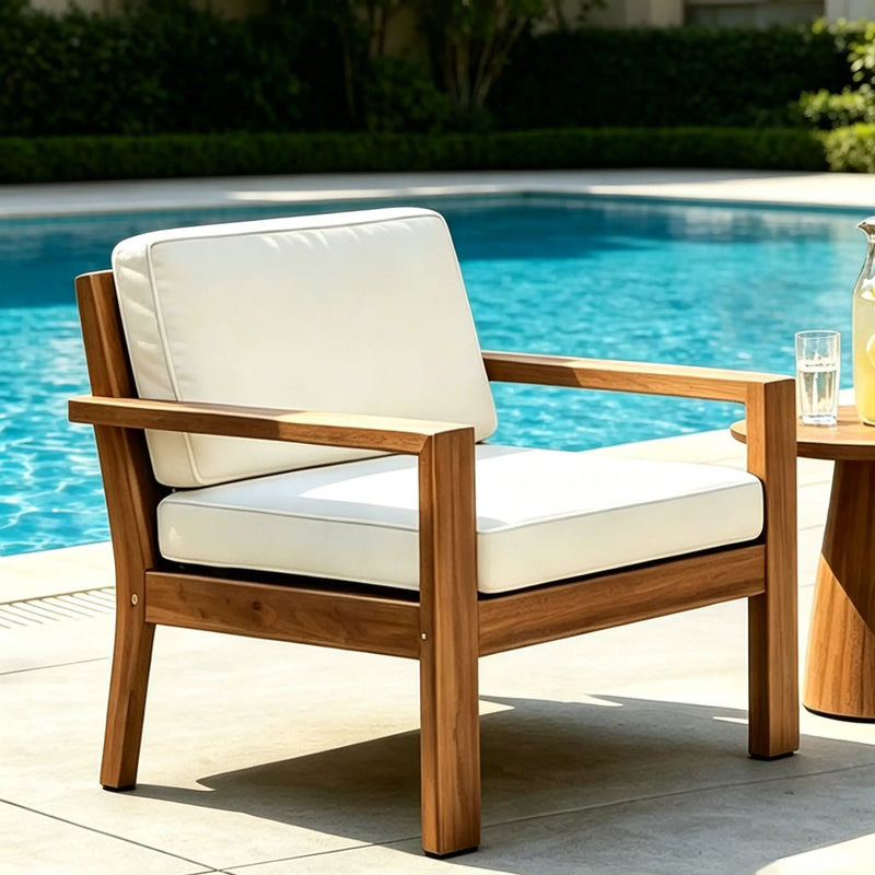 Outdoor Acacia Wood Club Chairs with Cushions by HouseOfZazla
