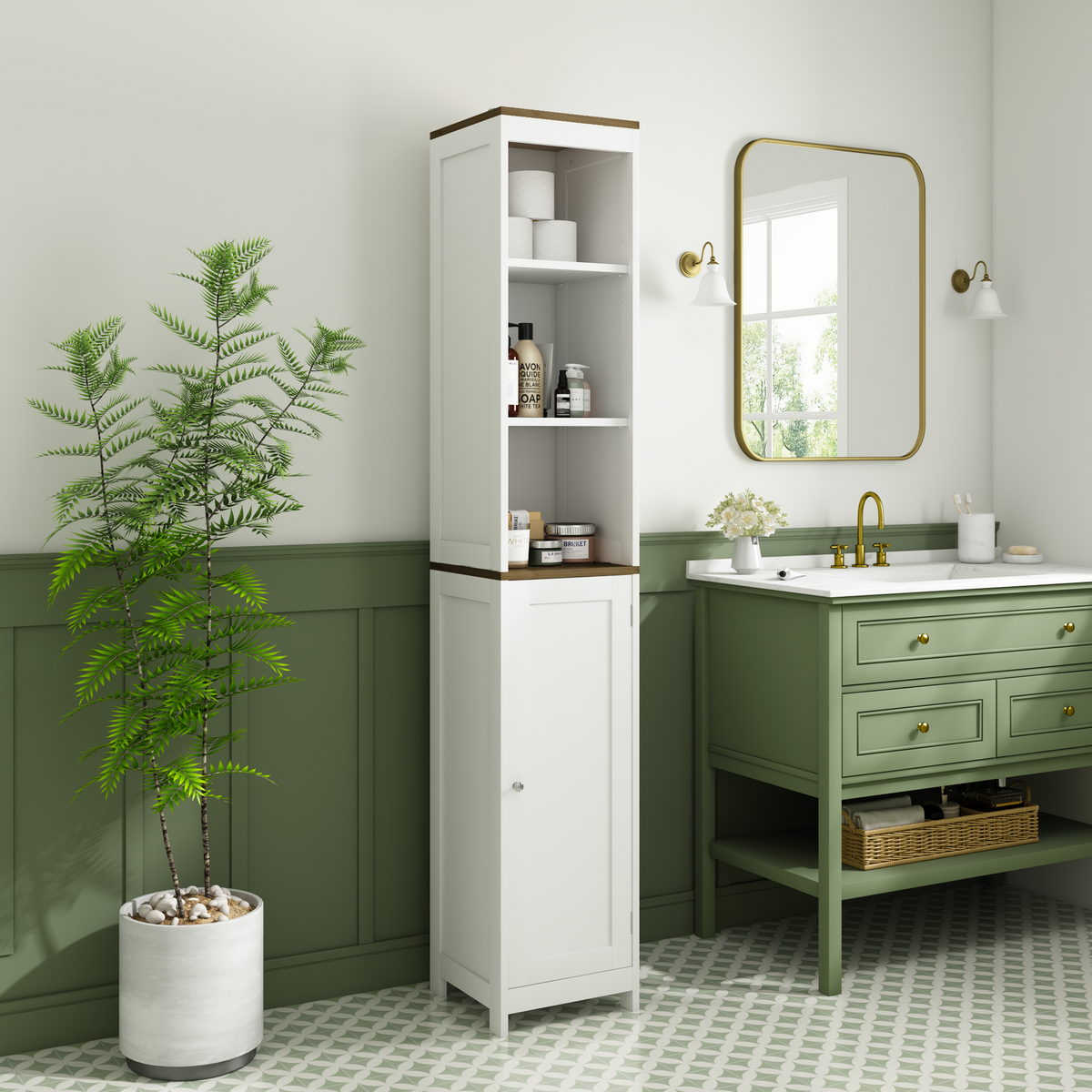 Tall Bathroom Storage Cabinet with Reversible Door by HouseOfZazla
