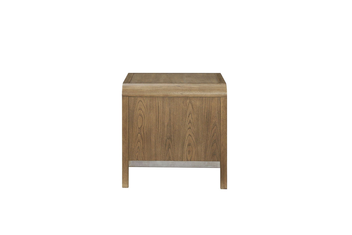 Waterfall End Table with Drawer and Shelf - Light Brown, photo 4 of 6