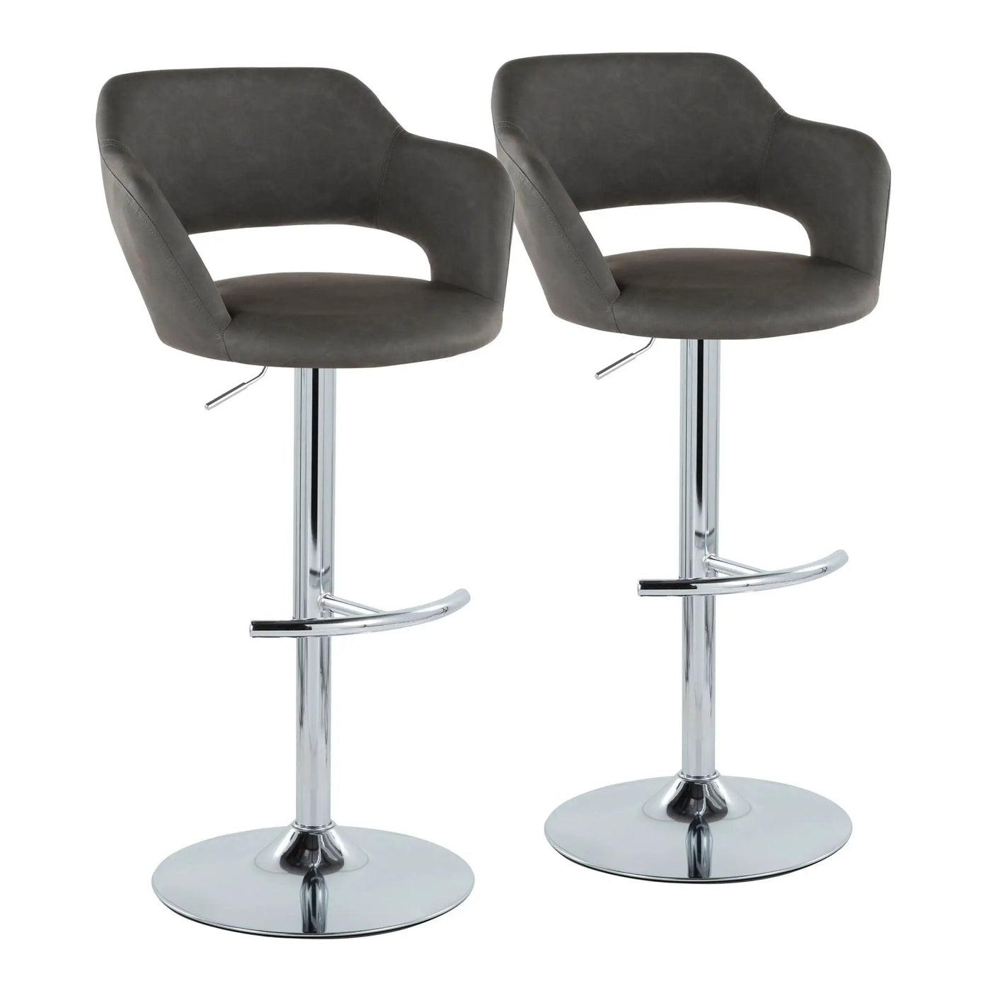 Margarite - Contemporary Ajustable Barstool With Swivel With Rounded T Footrest (Set of 2) by HouseOfZazla