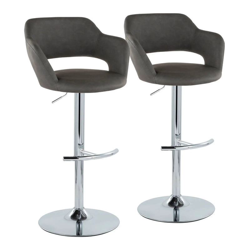 Margarite - Contemporary Ajustable Barstool With Swivel With Rounded T Footrest (Set of 2) by HouseOfZazla