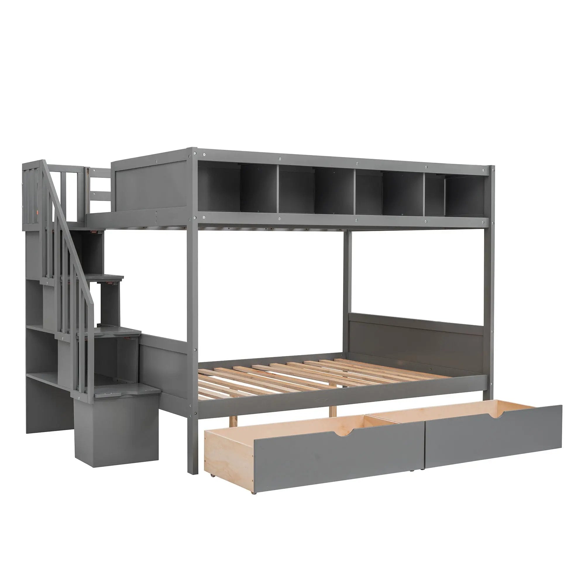 Bunk Bed With Shelfs, Storage Staircase And 2 Drawers by HouseOfZazla
