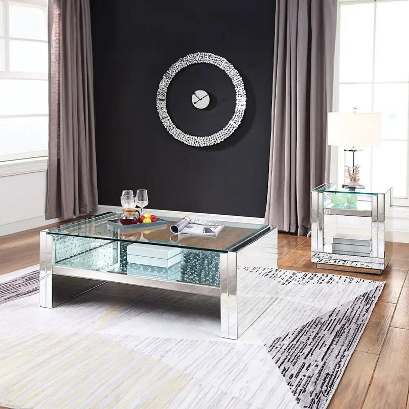 Nysa - 24" End Table - Mirrored & Faux Crystals by Unique Piece Furniture