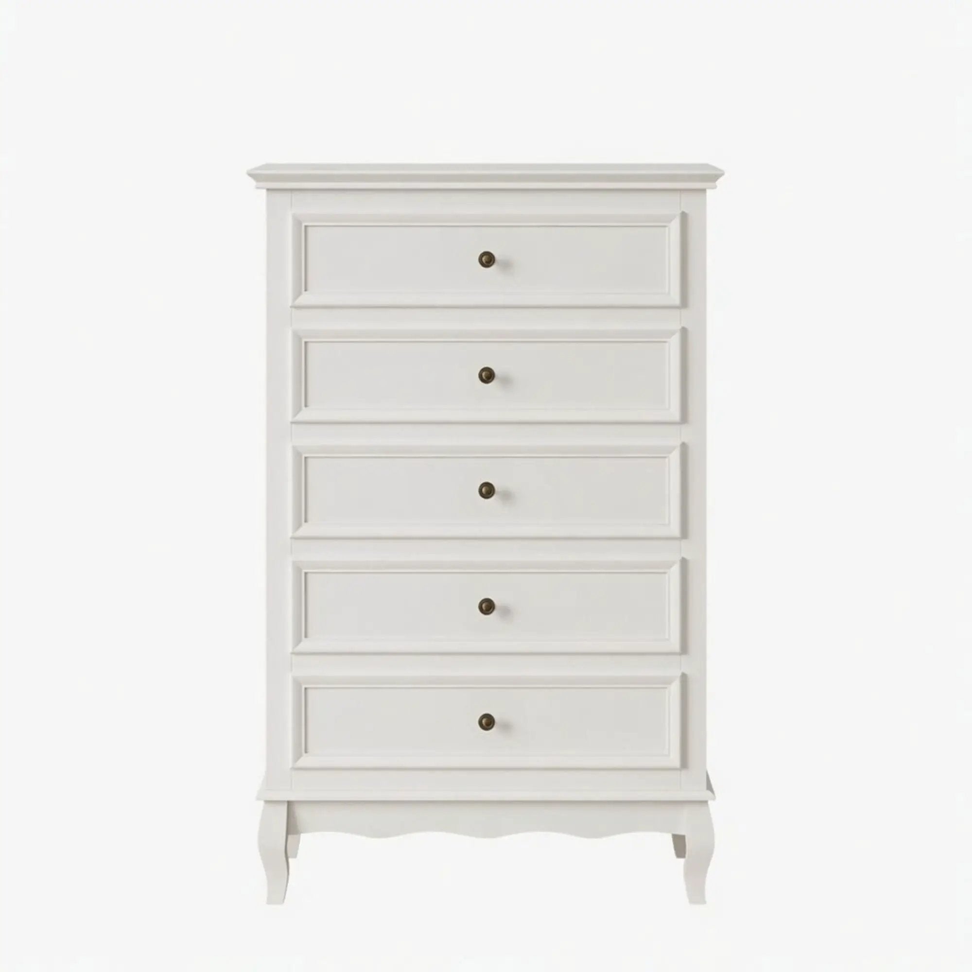 5 Drawer Tall Wide Chest Of Drawers - White by HouseOfZazla