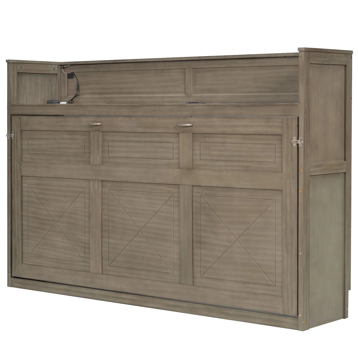 Murphy Bed With Desk, LED Light And USB Charging Station by HouseOfZazla