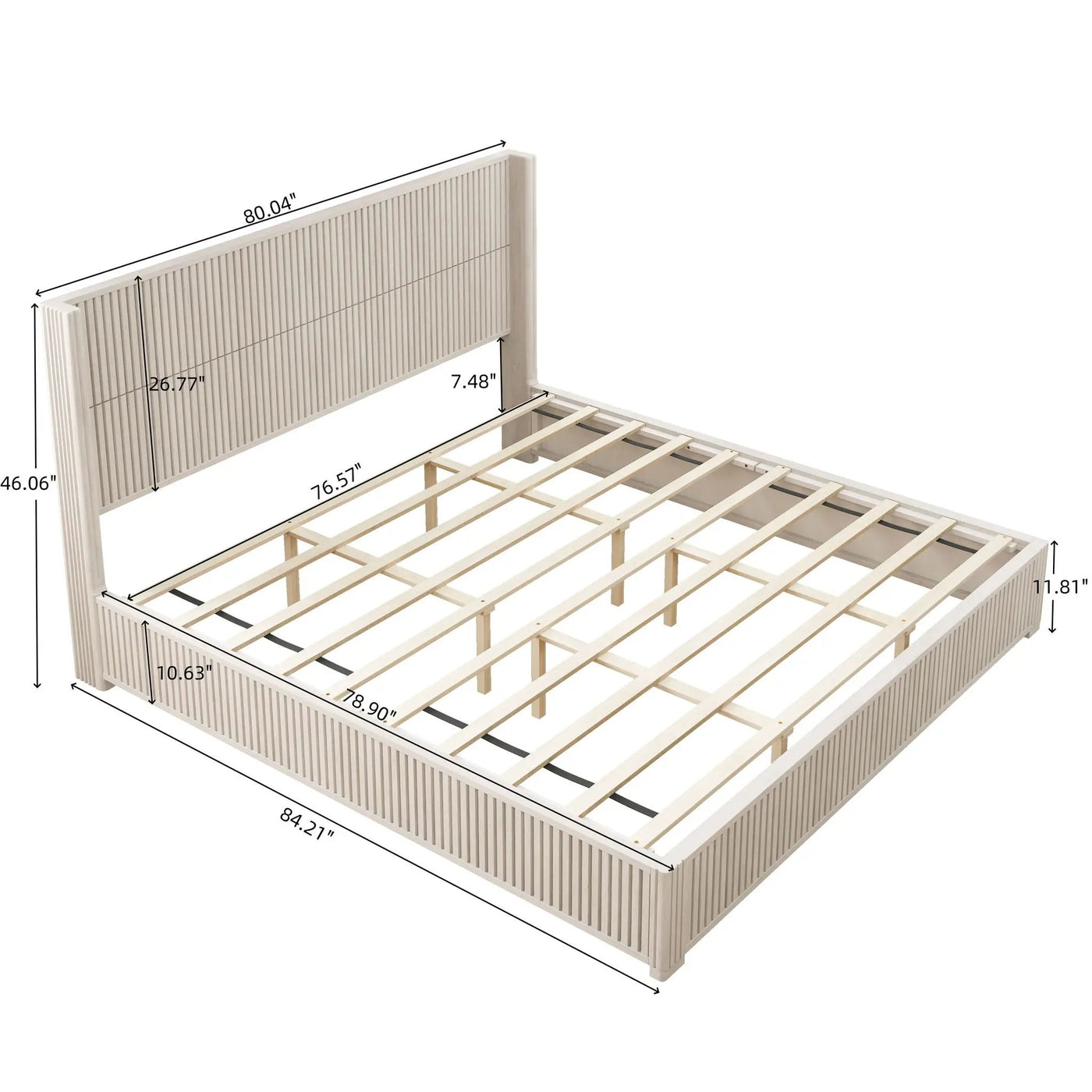 Platform Bed Frame With Headboard, Floor Standing Design by HouseOfZazla