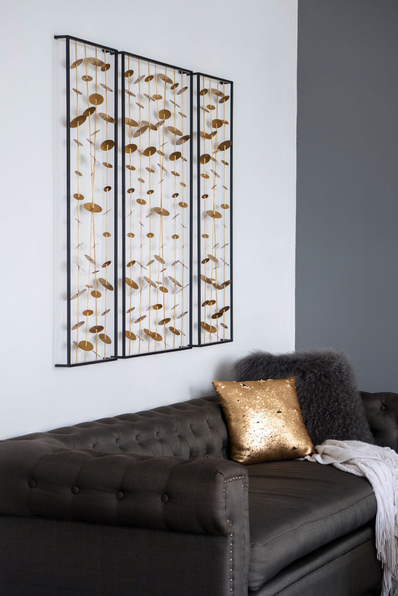 Metal Decorative Wall Art with Frame - Set of 3 - Gold, photo 4 of 11
