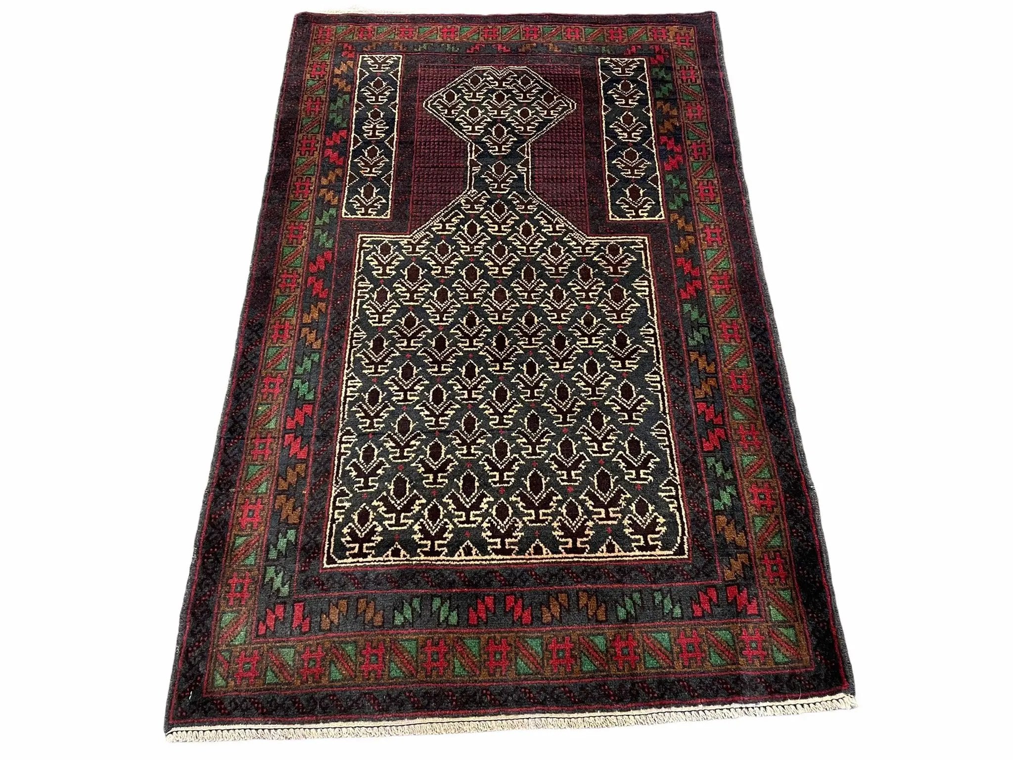 3x5 New Vintage Handmade Wool Rug Tribal Balouch Turkoman Prayer Rug Veggie Dyes by Jewel Rugs