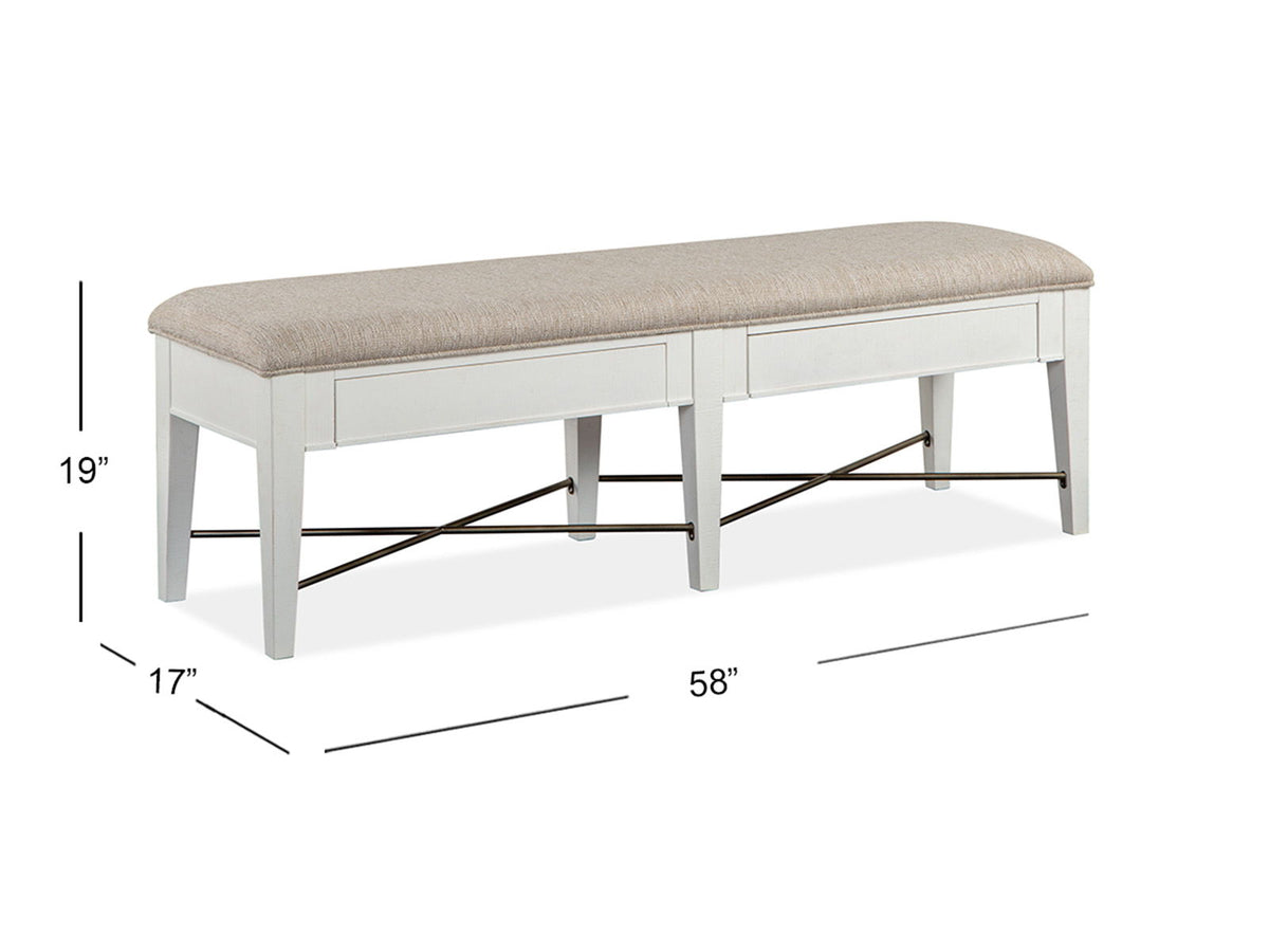 Heron Cove - Bench With Upholstered Seat - Chalk White, photo 6 of 7