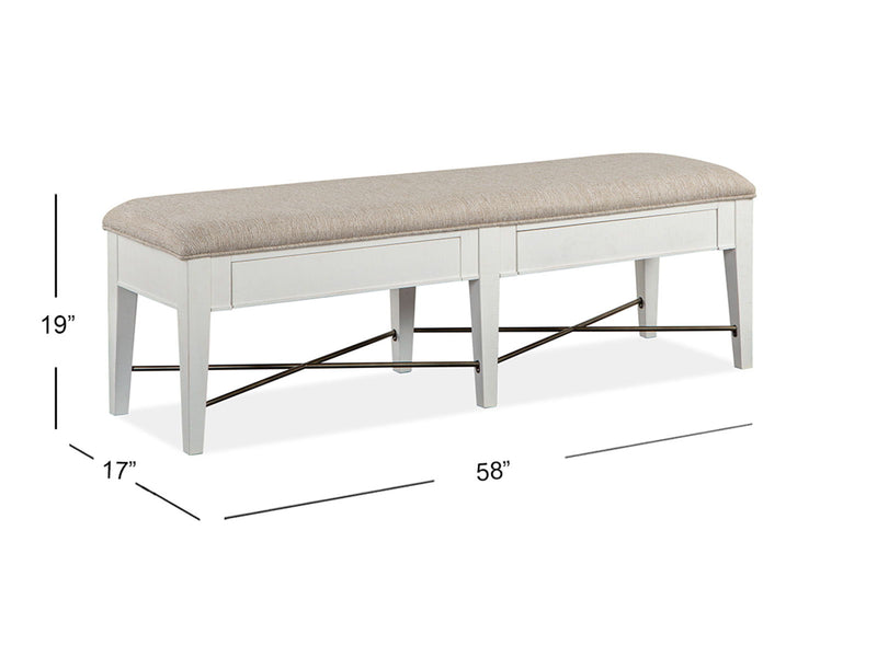 Heron Cove - Bench With Upholstered Seat - Chalk White, photo 6 of 7
