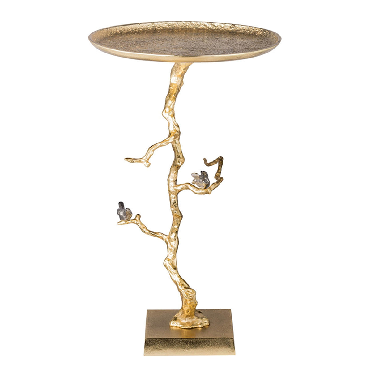 Contemporary Shiny Side Table with Tree Branch Design - Gold, photo 3 of 10