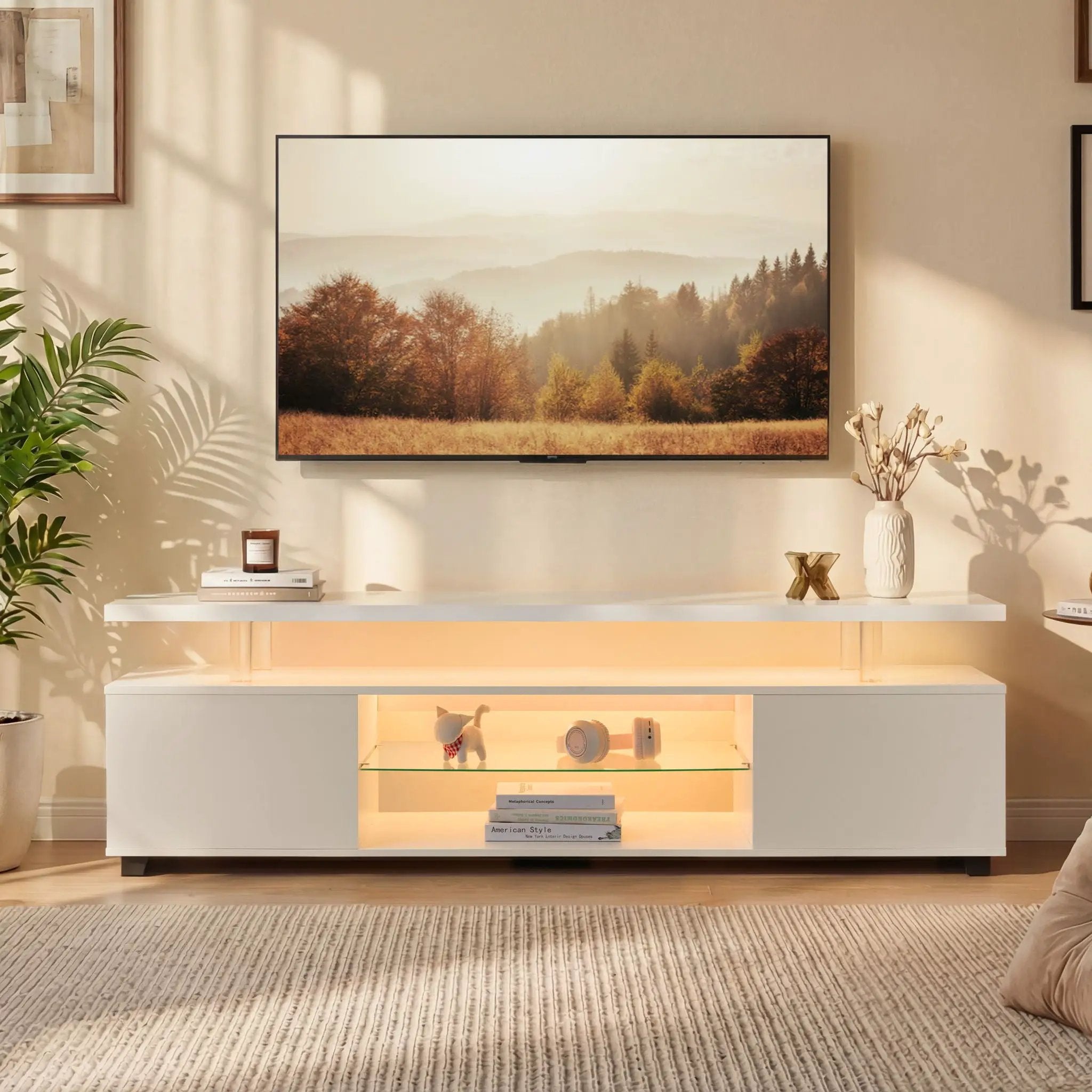 TV Stant With LED And Large Side Cabinet by Unique Piece Furniture