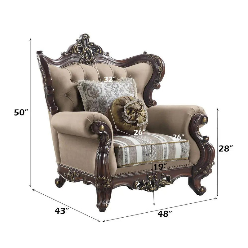 Ragnar - Chair With 2 Pillows - Light Brown Linen & Cherry by Unique Piece Furniture