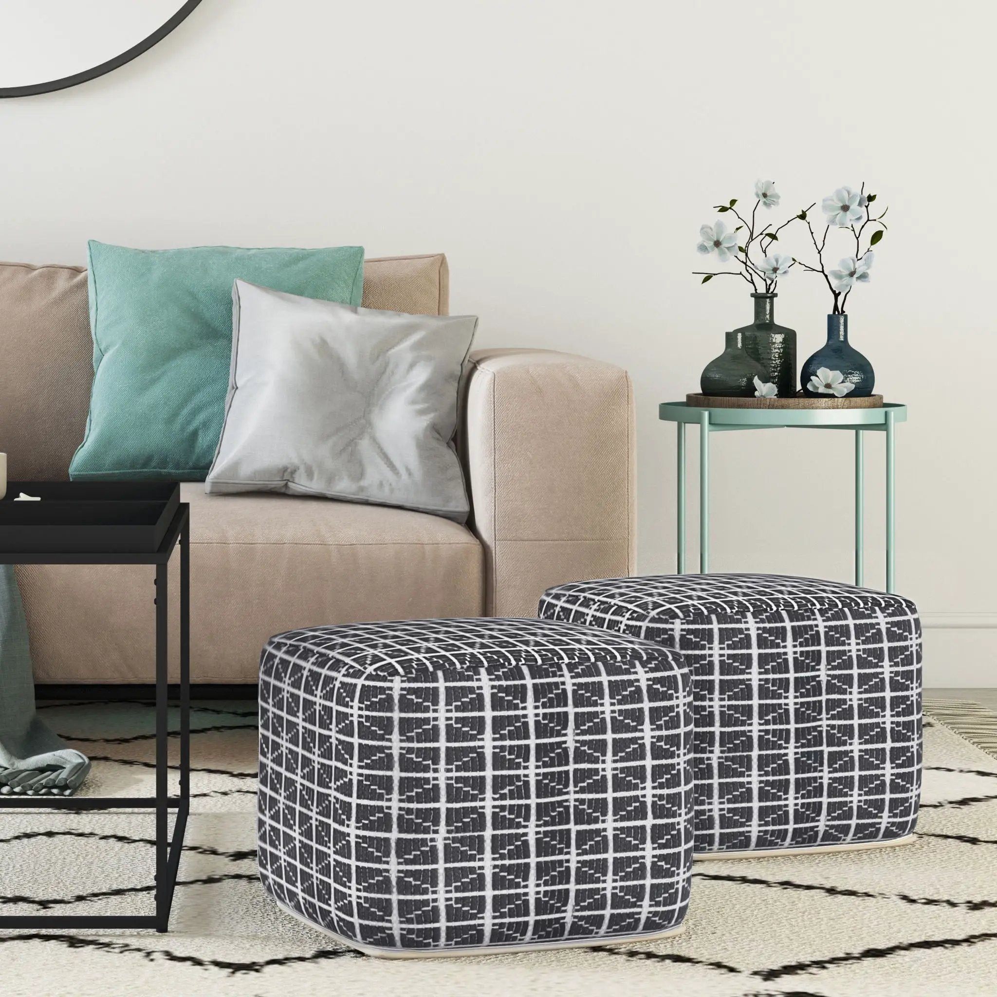 Noreen - Upholstered Square Pouf by HouseOfZazla