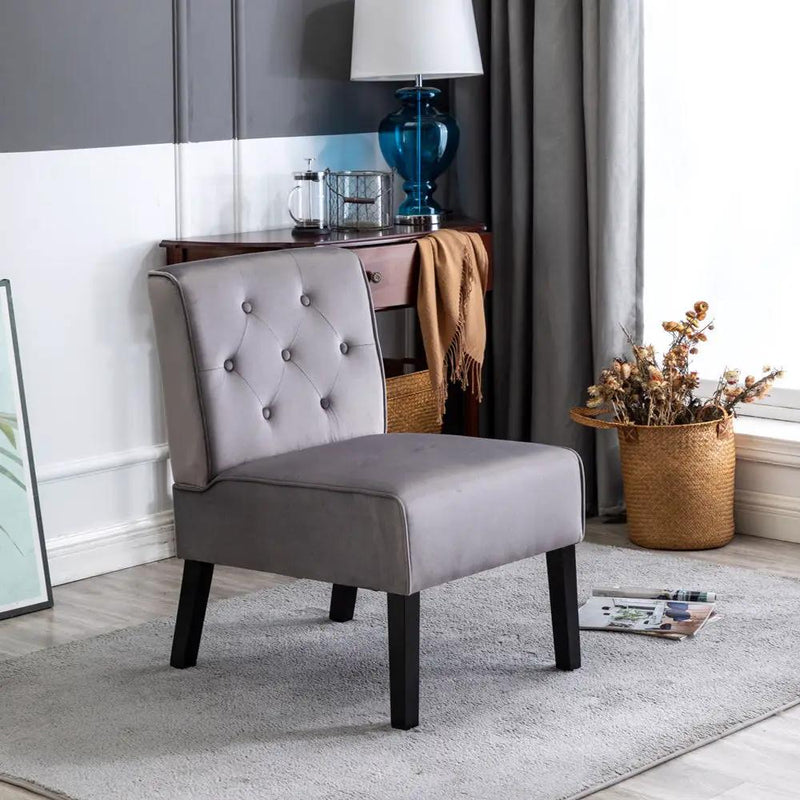Reese - Living Room Armless Button Tufted Pattern Accent Chair (Set of 2) by HouseOfZazla