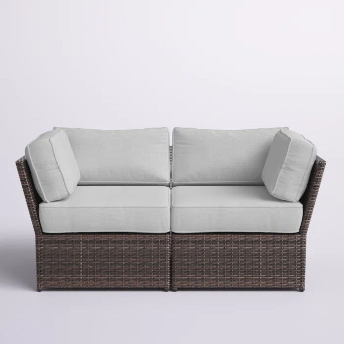 Outdoor Wicker Loveseat with Cushions - Brown