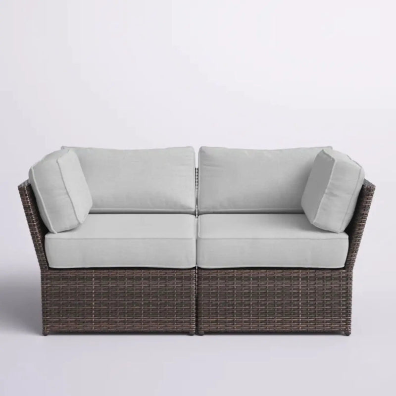 Outdoor Wicker Loveseat With Cushions Patio Seating Wicker - Brown by HouseOfZazla