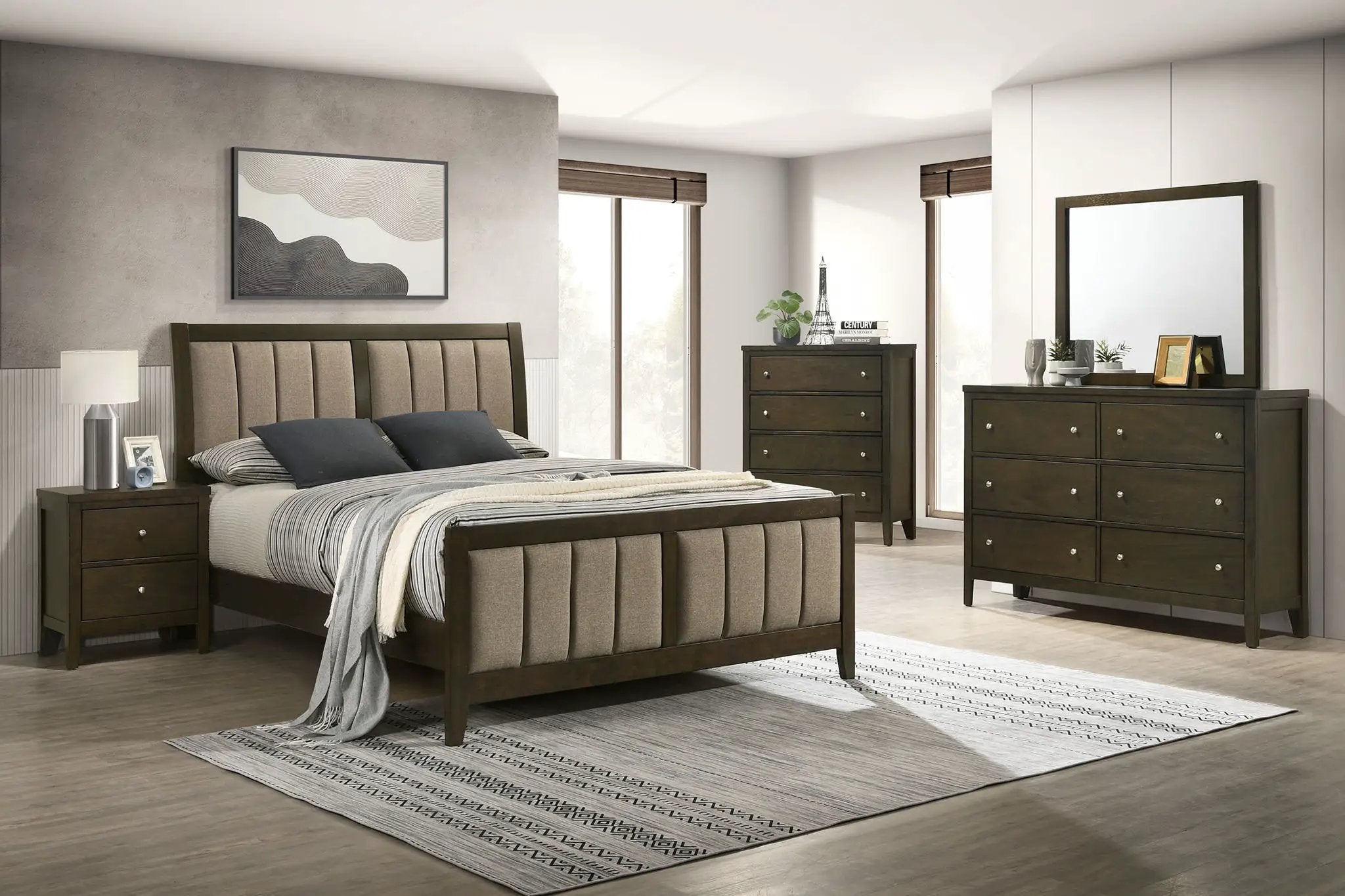 Wilkes 51-inch Upholstered Queen Bed Dark Cocoa by Unique Piece Furniture