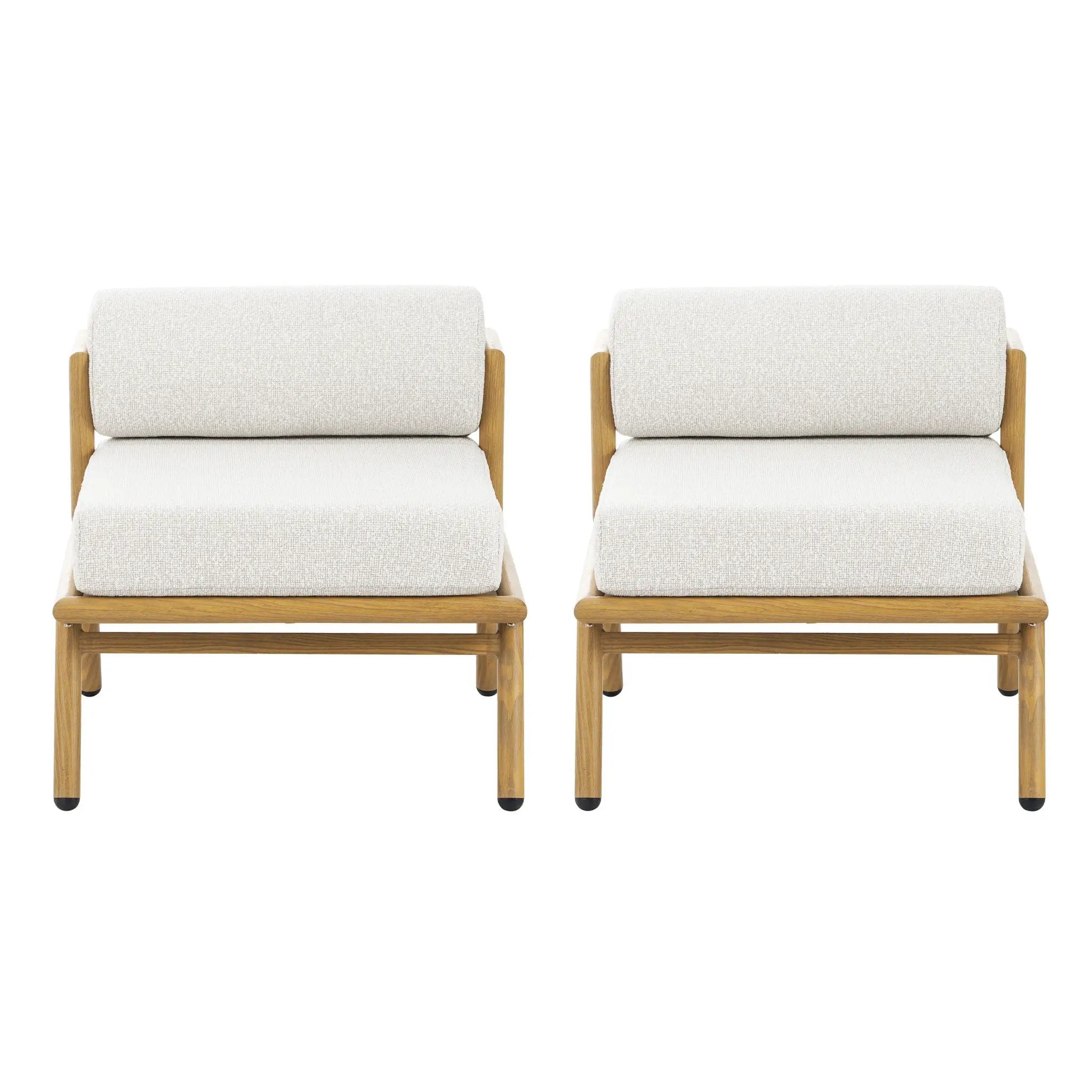 La Fiora Outdoor Patio Iron Club Chair (Set of 2) - Off White / Teak by HouseOfZazla