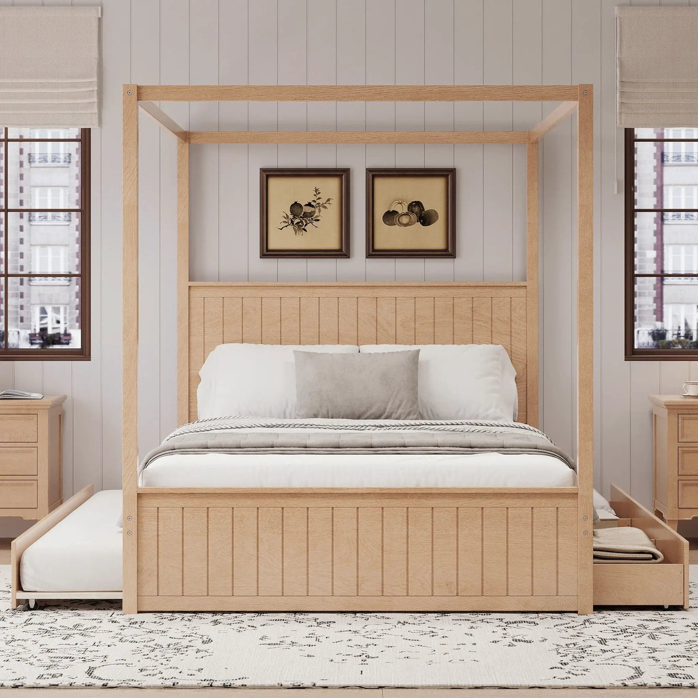 Canopy Platform Bed With Trundle And 3 Storage Drawers by HouseOfZazla