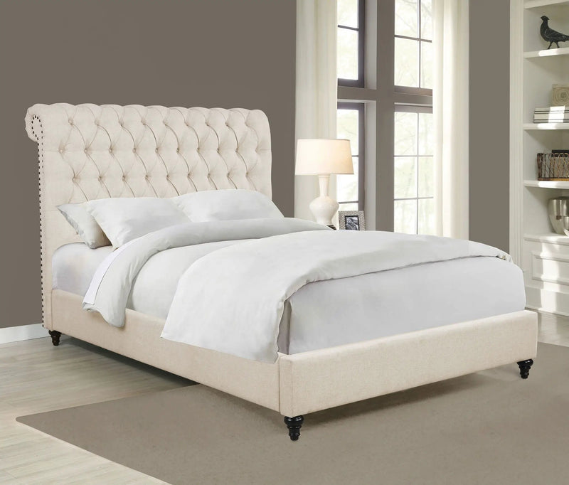 Devon 57-inch Upholstered California King Panel Bed Beige by Unique Piece Furniture