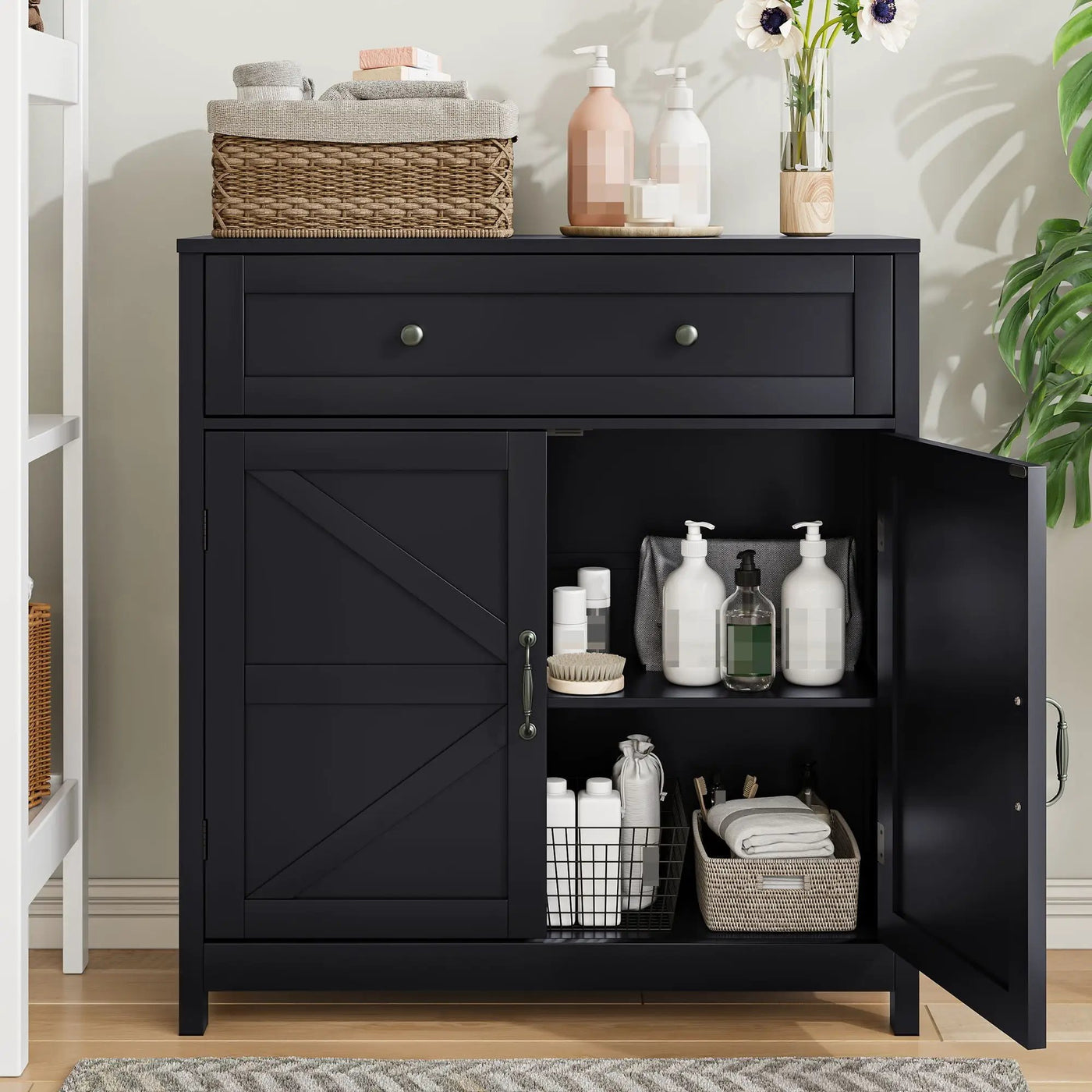Farmhouse Storage Cabinet With Drawer And Adjustable Shelf by HouseOfZazla